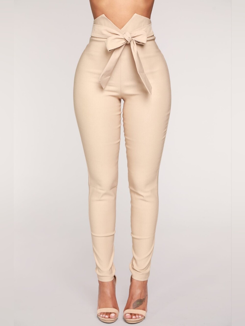 Fashion Nova KNOT YOUR GIRL High Waist Tie Khaki Pants SZ XL
